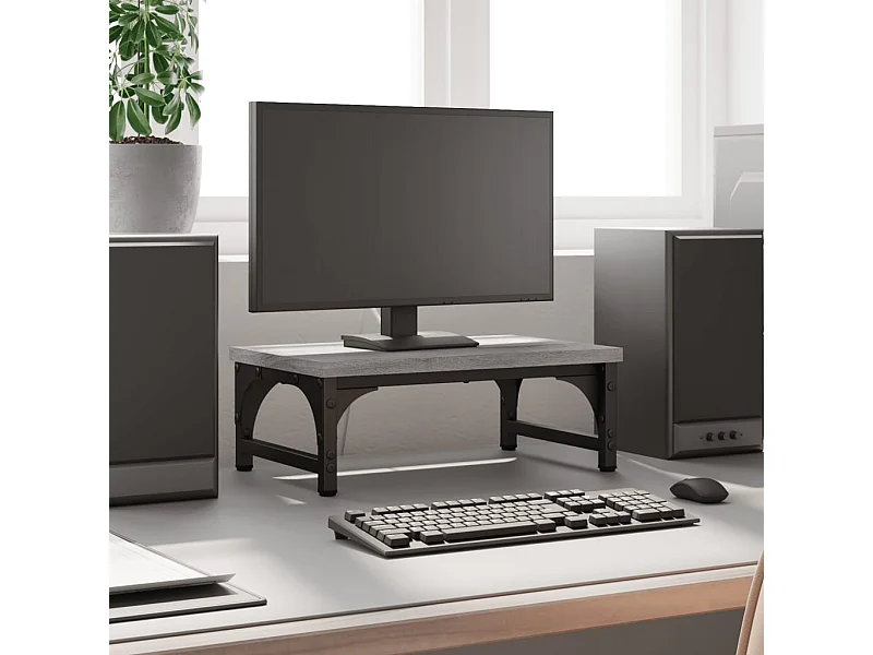 Support de moniteur sonoma gris 37x23x14 cm bois d'ingénierie