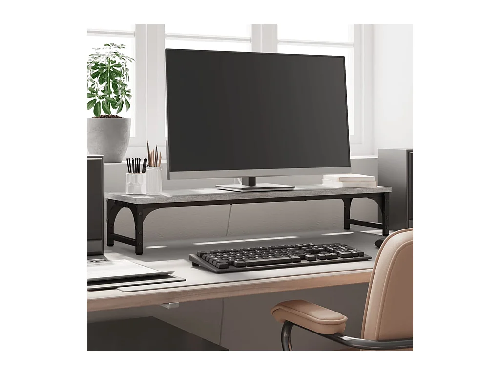 Support de moniteur sonoma gris 85x23x15,5 cm bois d'ingénierie