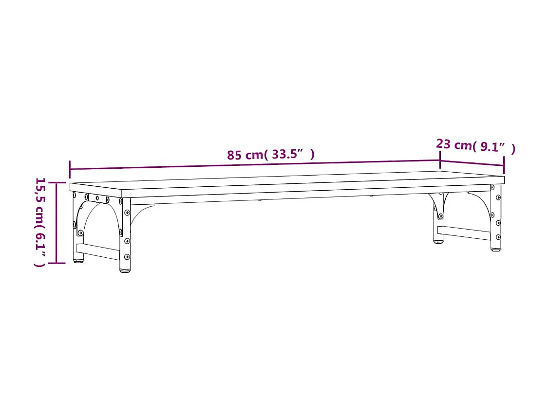 Supporto per monitor Sonoma grigio 85x23x15,5 cm in derivati del legno