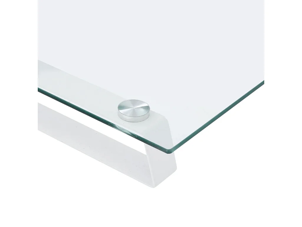 Weißer Monitorständer 100x20x8 cm aus gehärtetem Glas und Metall