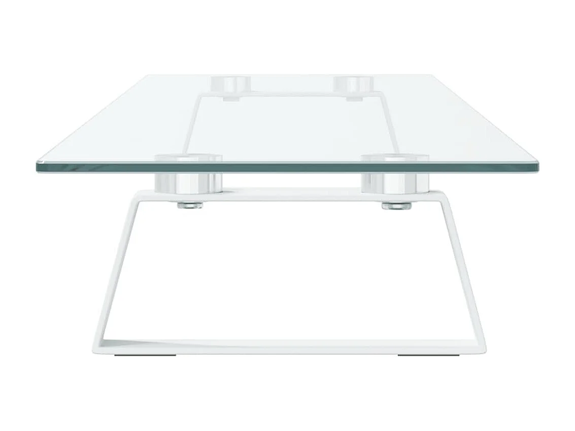 Suporte para monitor branco 100x20x8 cm vidro temperado e metal