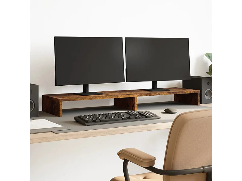 Supporto per monitor in rovere affumicato 100x27x10 cm in derivati del legno