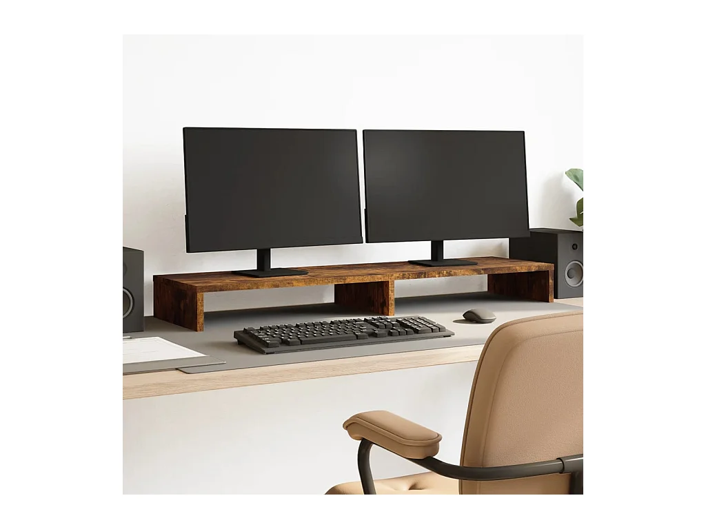 Support de moniteur chêne fumé 100x27x10 cm bois d'ingénierie