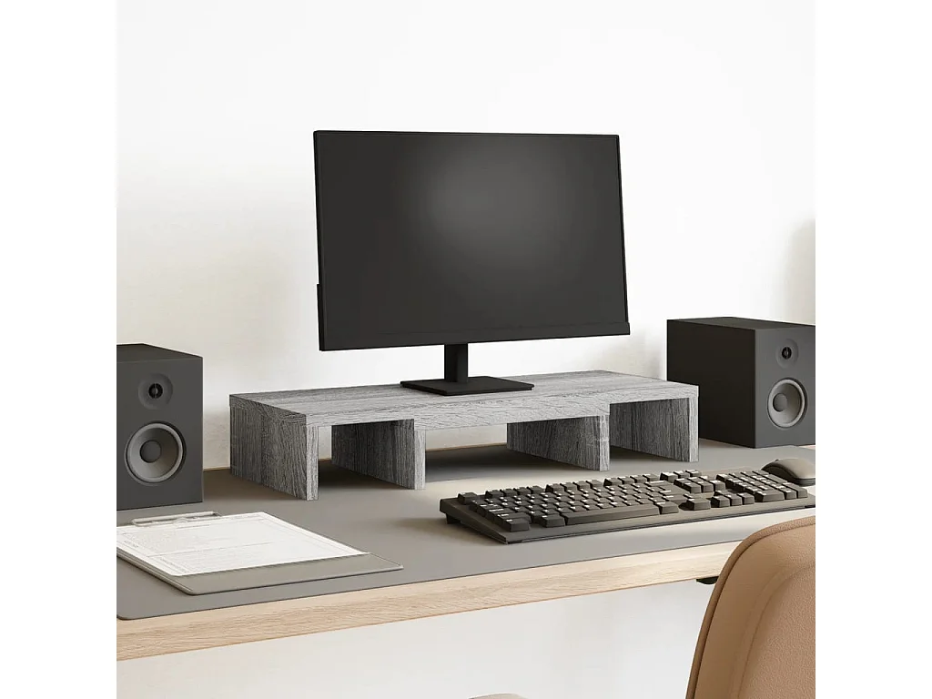 Support de moniteur réglable sonoma gris bois d'ingénierie