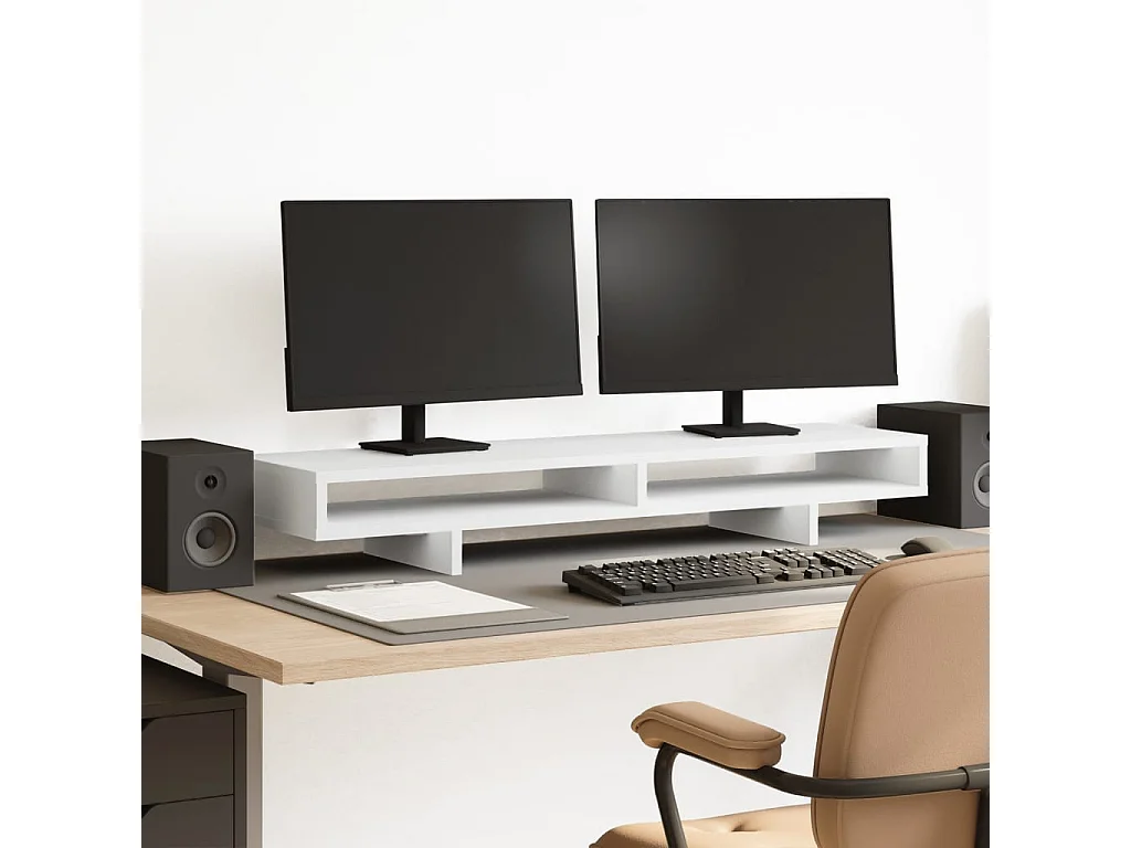 Suporte de monitor branco 100x27x15 cm madeira projetada