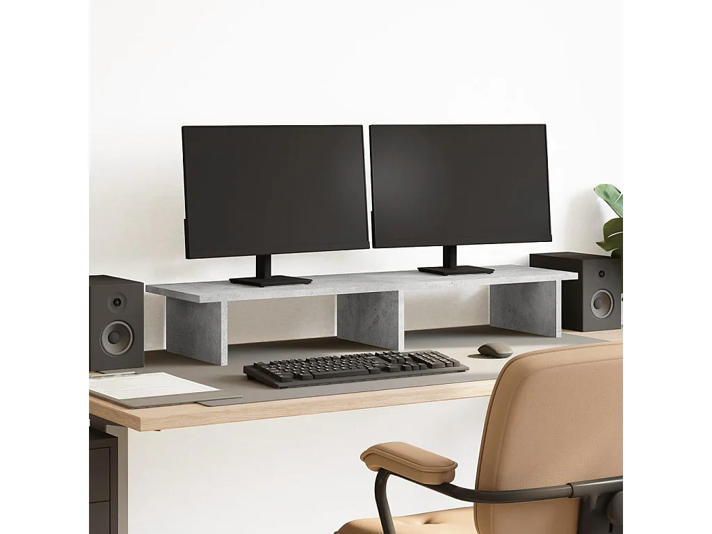 Supporto per monitor grigio cemento 100x27x15 cm in derivati del legno