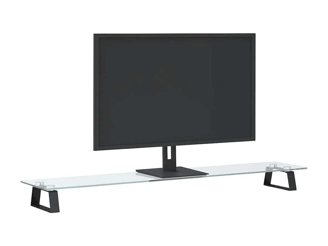Supporto per monitor nero 100x20x8 cm in vetro temperato e metallo