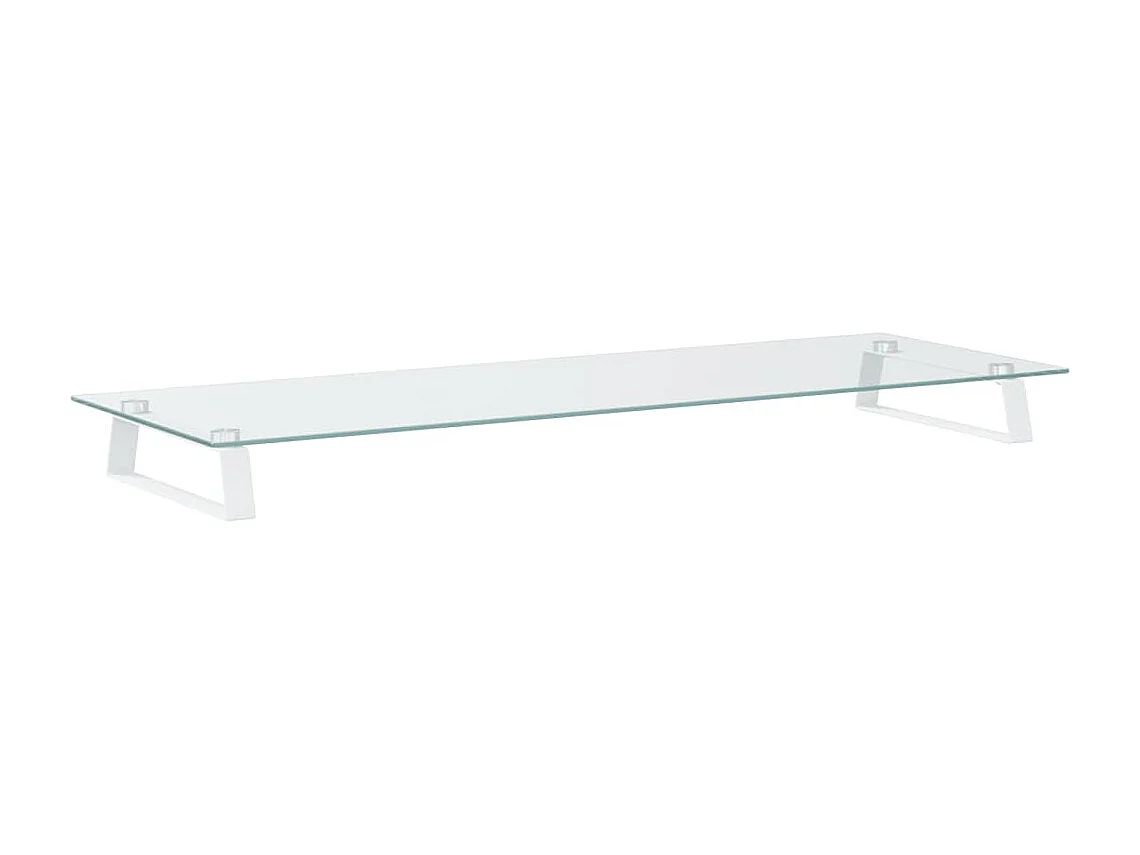 Support de moniteur blanc 100x35x8 cm verre trempé et métal