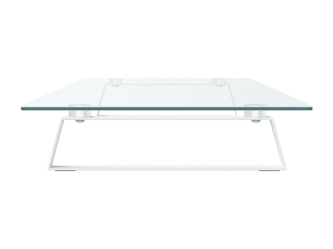 Support de moniteur blanc 100x35x8 cm verre trempé et métal