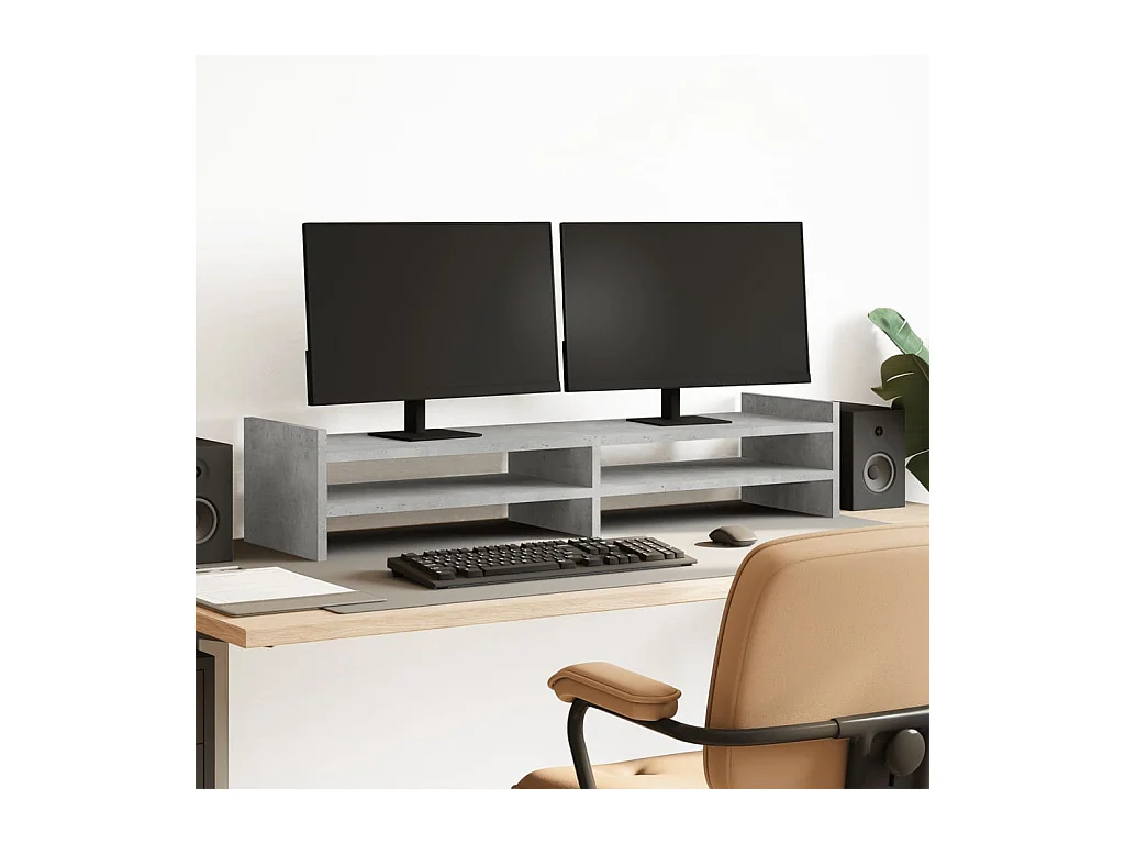 Betongrijze monitorstandaard 100x27x20 cm parket
