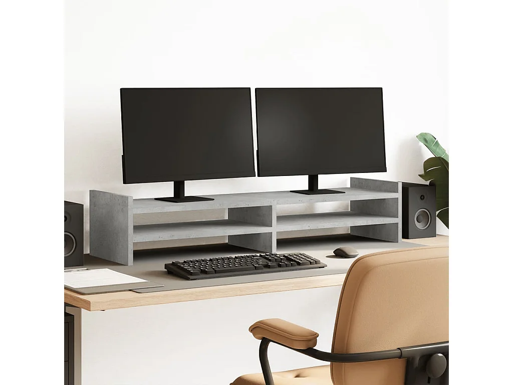 Supporto per monitor grigio cemento 100x27x20 cm in derivati del legno