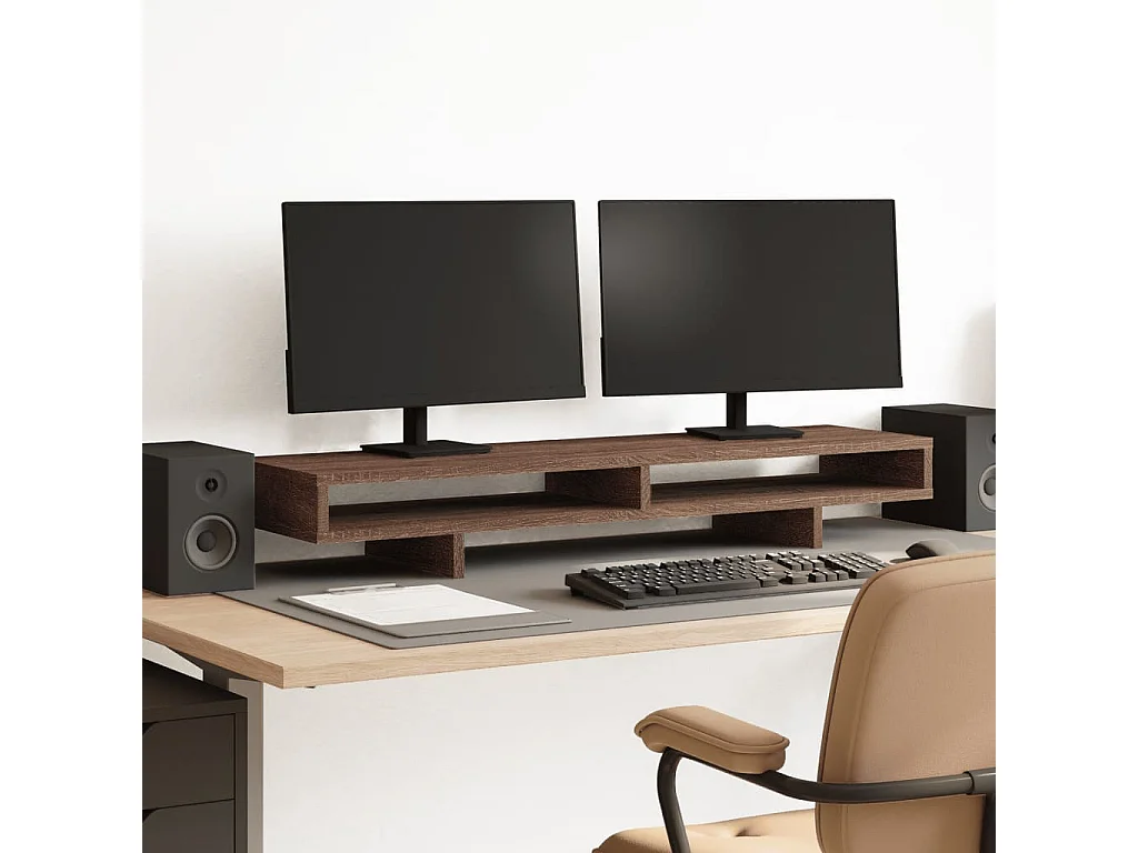 Supporto per monitor in rovere marrone 100x27x15 cm in derivati del legno