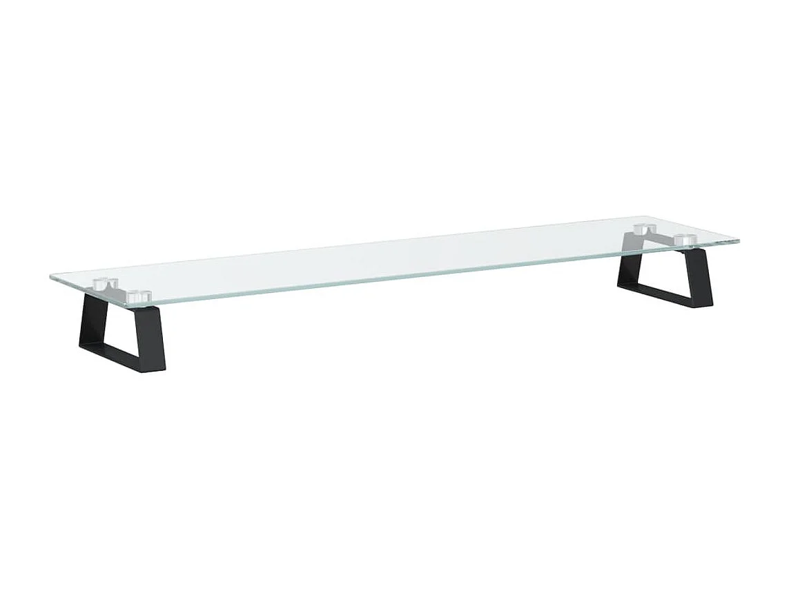 Supporto per monitor nero 80x20x8 cm in vetro temperato e metallo