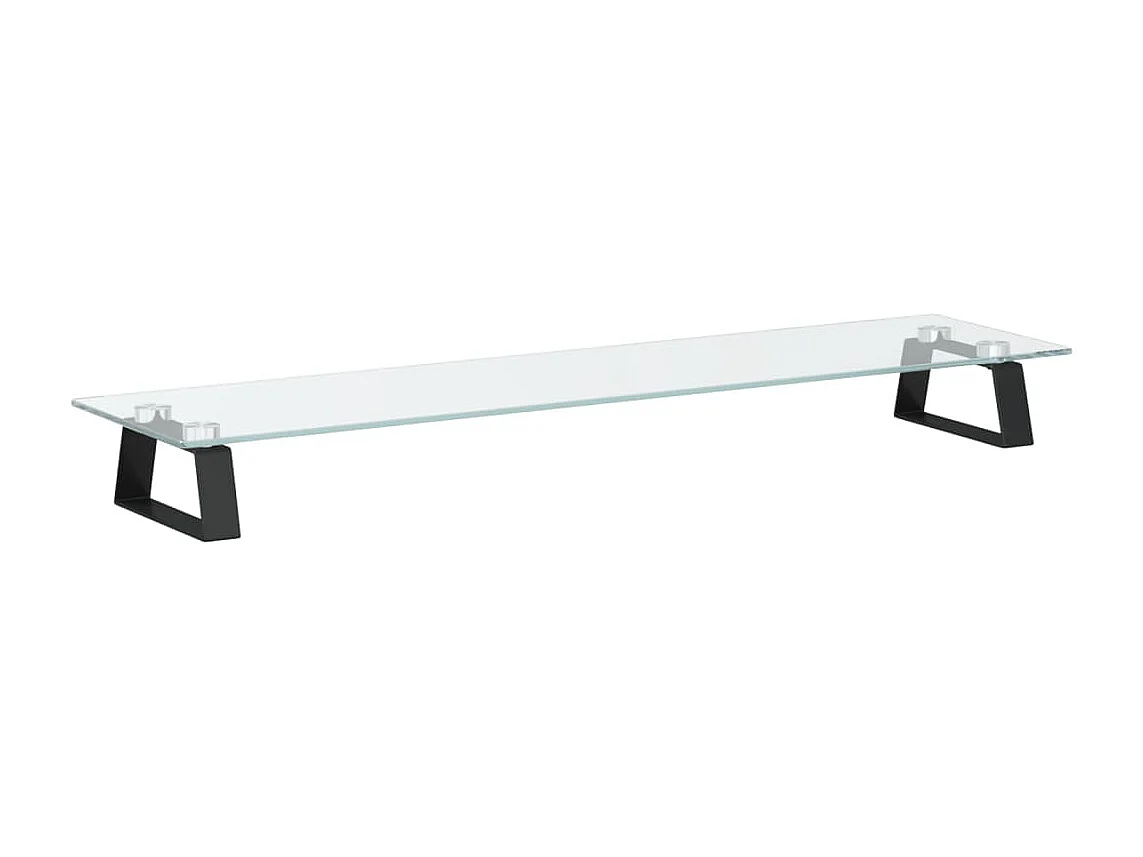 Supporto per monitor nero 80x20x8 cm in vetro temperato e metallo