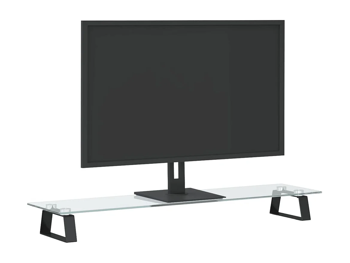 Soporte para monitor negro 80x20x8 cm vidrio templado y metal