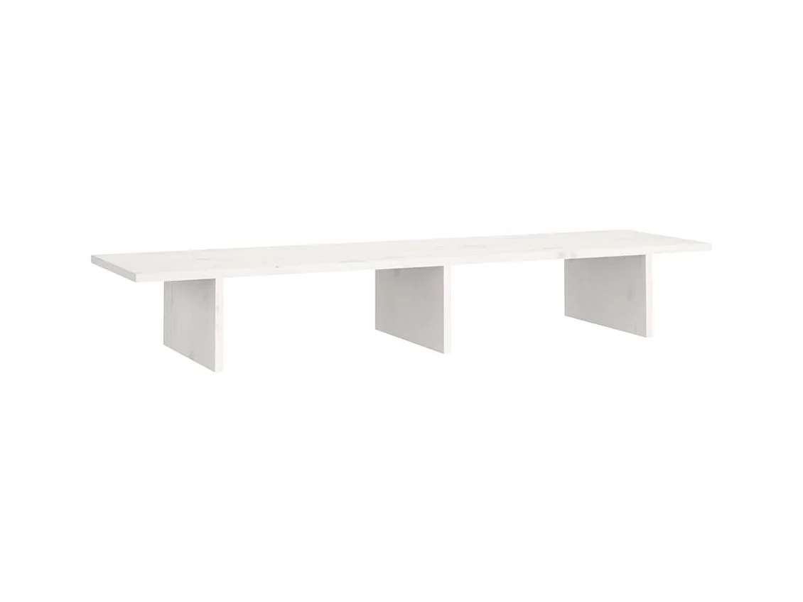 Supporto per monitor Bianco 100x27x15 cm Legno di pino massiccio