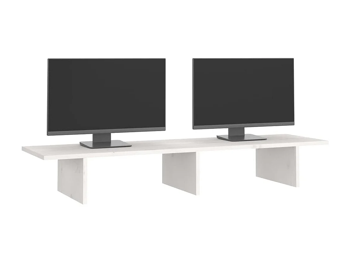 Support de moniteur Blanc 100x27x15 cm Bois de pin solide