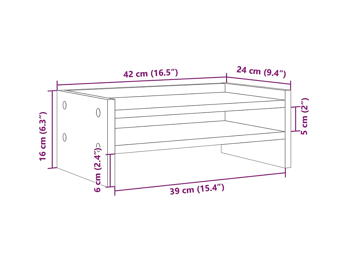 Support de moniteur gris béton 42x24x16 cm bois d'ingénierie