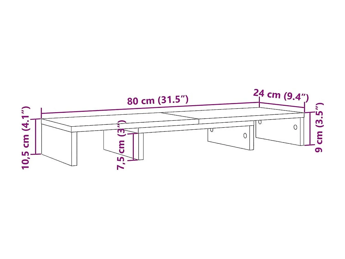 Supporto per monitor rialzato regolabile in legno ingegnerizzato bianco
