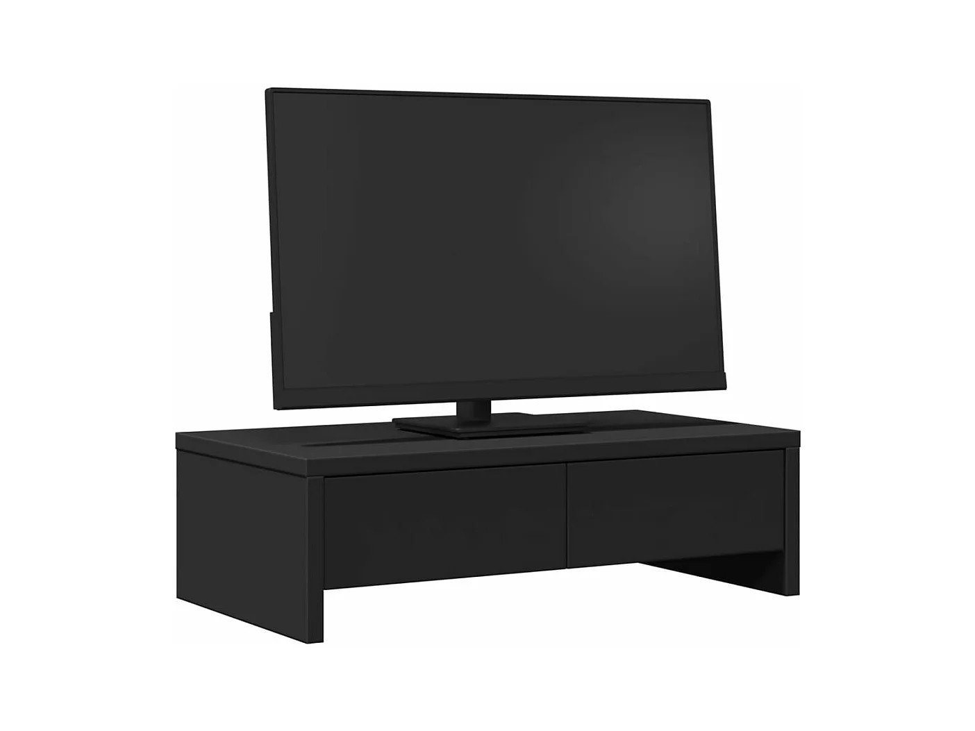 Support de moniteur avec tiroirs noir bois d'ingénierie