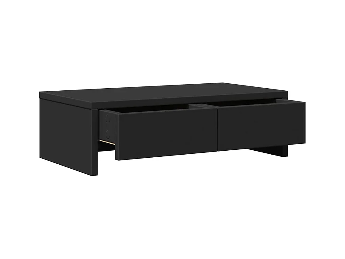 Support de moniteur avec tiroirs noir bois d'ingénierie
