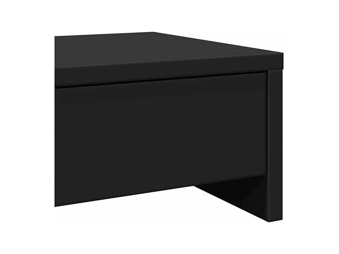 Support de moniteur avec tiroirs noir bois d'ingénierie