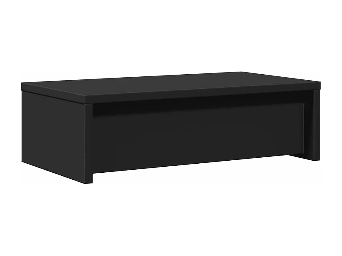 Support de moniteur avec tiroirs noir bois d'ingénierie