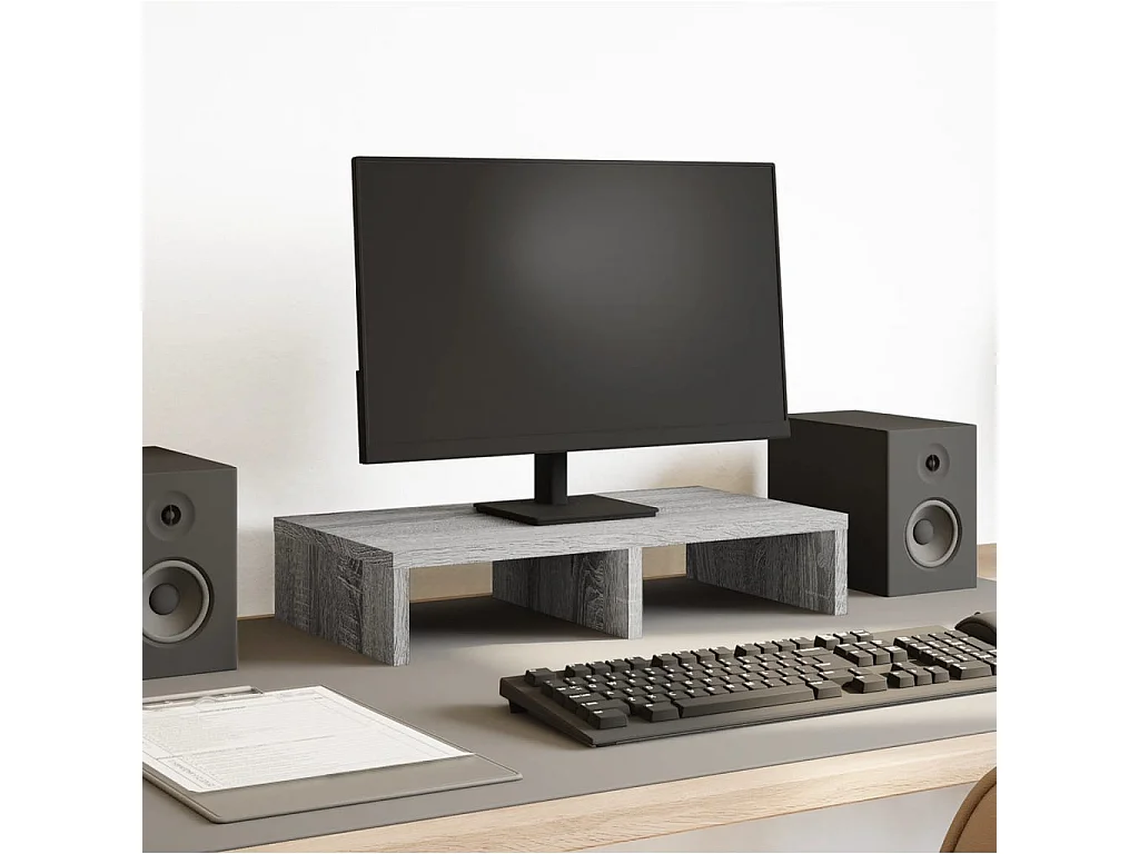 Support de moniteur sonoma gris 50x27x10 cm bois d'ingénierie
