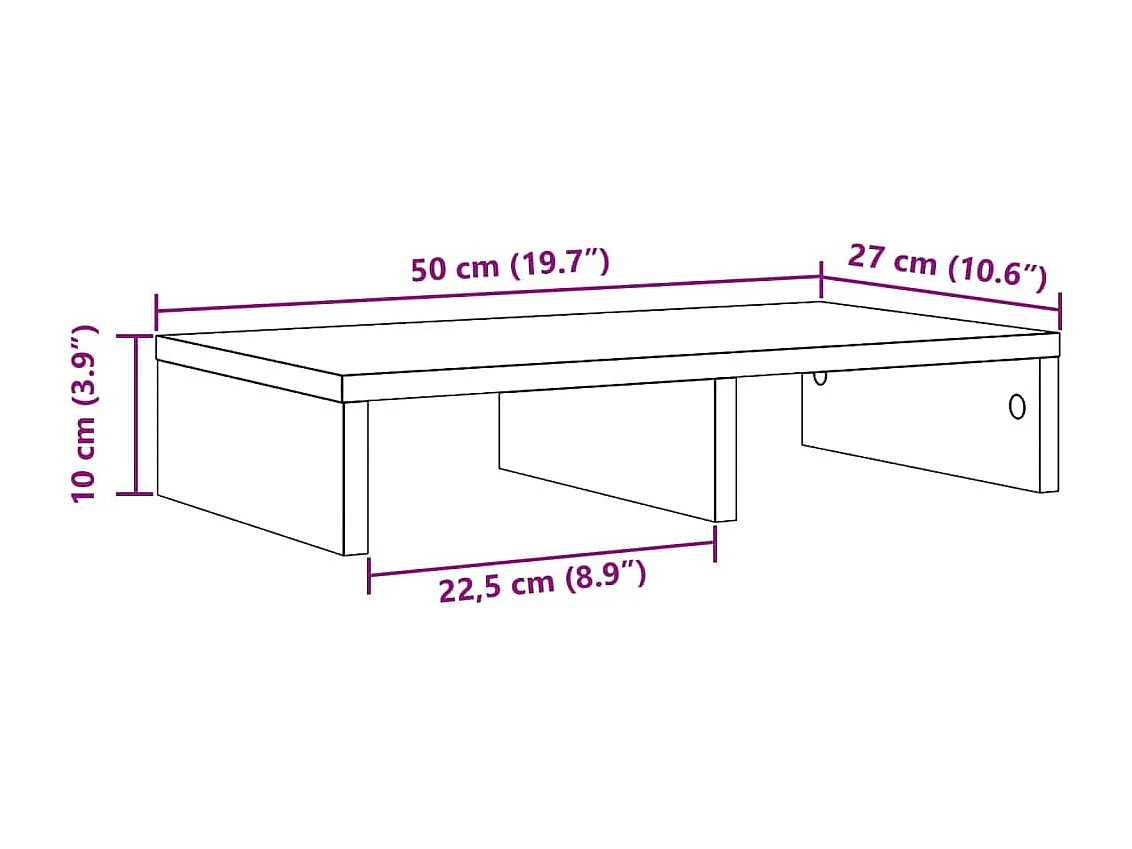 Support de moniteur sonoma gris 50x27x10 cm bois d'ingénierie