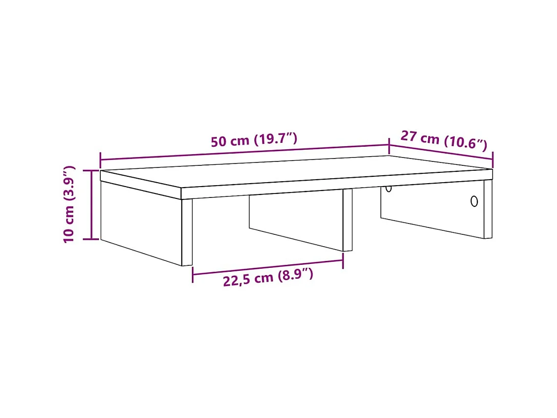 Sonoma grijze monitorstandaard 50x27x10 cm parket