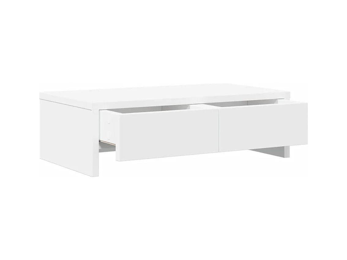 Support de moniteur avec tiroirs blanc bois d'ingénierie