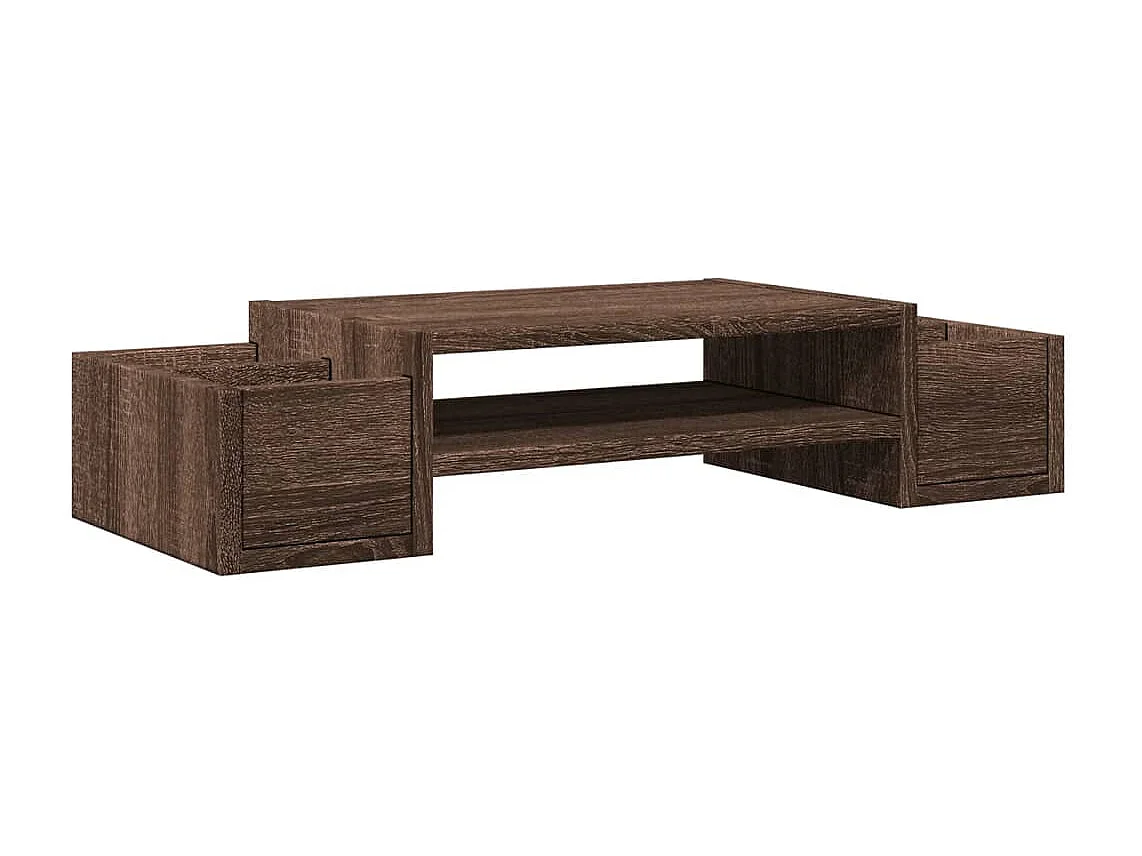 Suporte para monitor e armazenamento em madeira de carvalho marrom