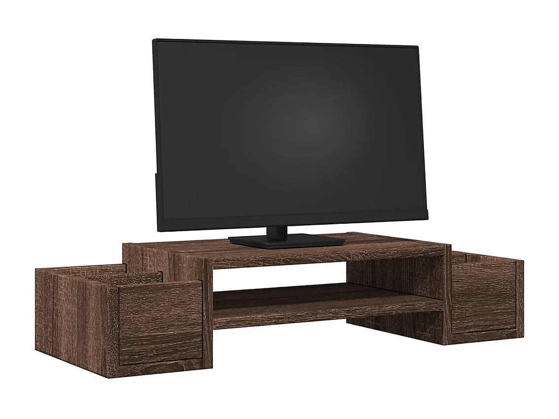 Monitorständer und Aufbewahrung aus Eichenholz, braunem Holzwerkstoff