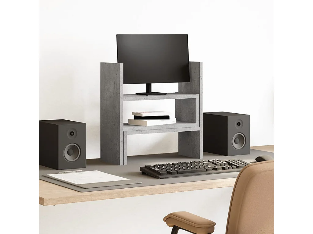 Verstellbarer Schreibtisch-Organizer aus grauem Beton-Holzwerkstoff