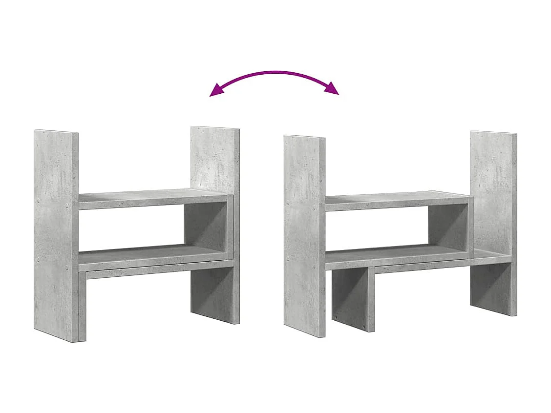 Verstellbarer Schreibtisch-Organizer aus grauem Beton-Holzwerkstoff