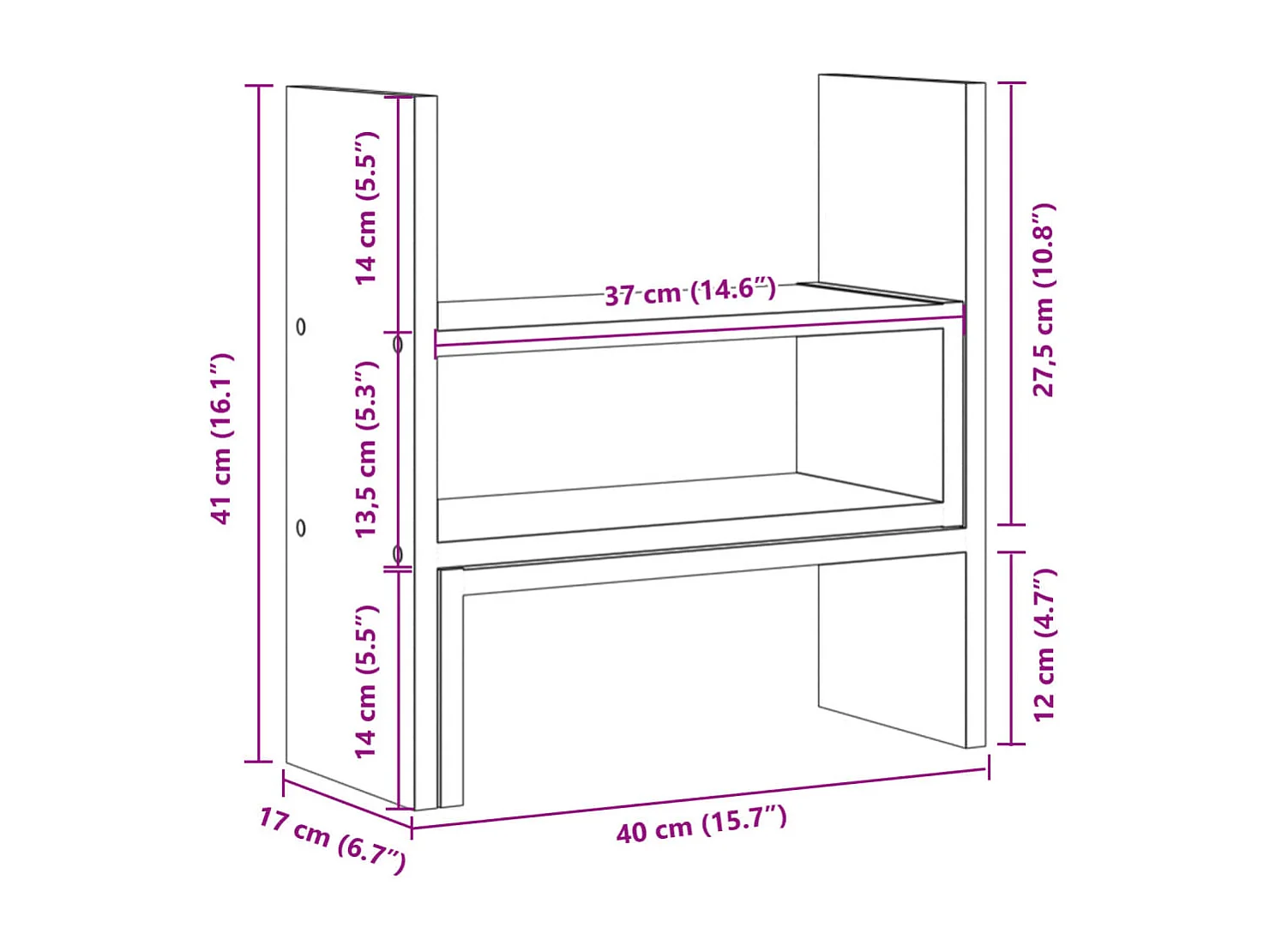 Verstellbarer Schreibtisch-Organizer aus grauem Beton-Holzwerkstoff