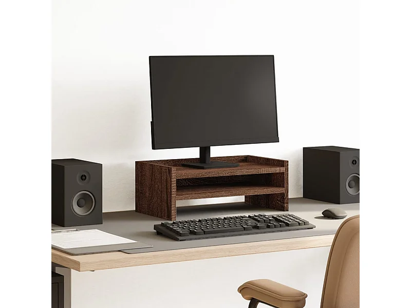 Support de moniteur chêne marron 42x24x16 cm bois d'ingénierie