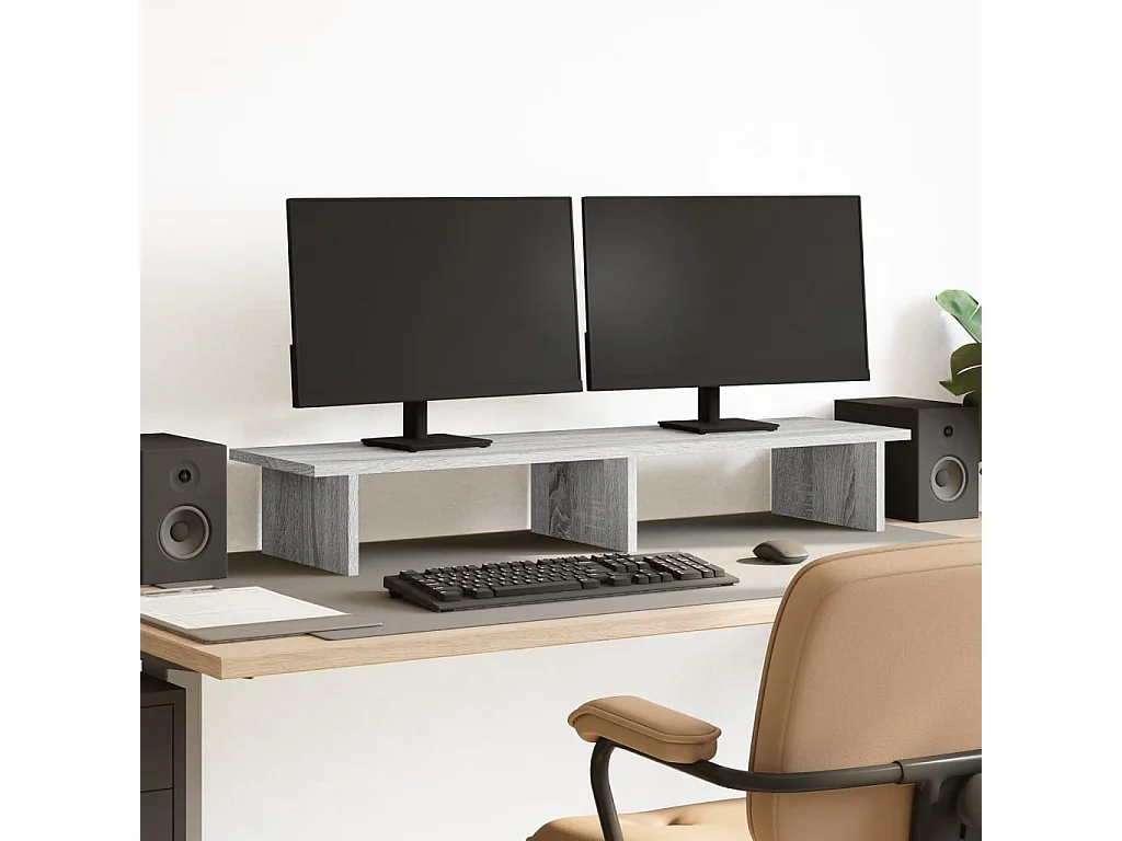 Supporto per monitor Sonoma grigio 100x27x15 cm in derivati del legno