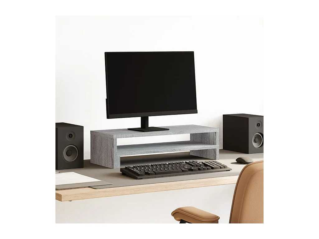 Support de moniteur sonoma gris 54x22x15 cm bois d'ingénierie