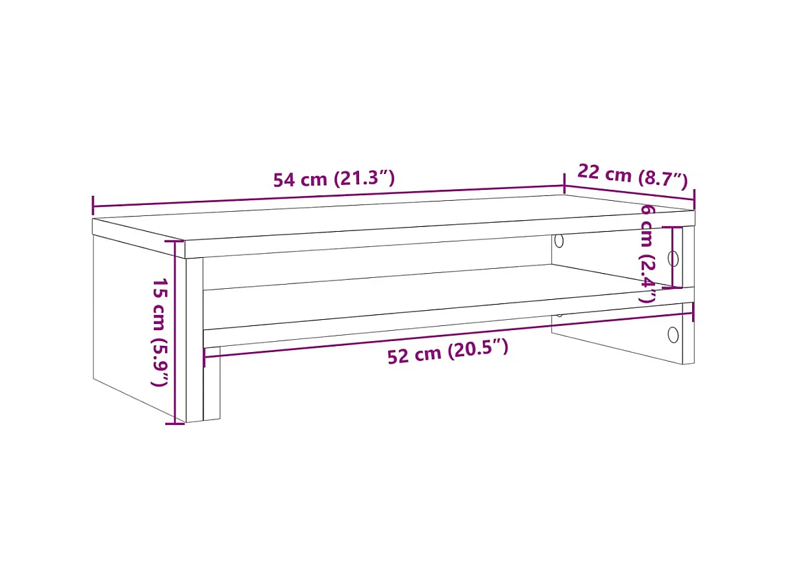 Support de moniteur sonoma gris 54x22x15 cm bois d'ingénierie