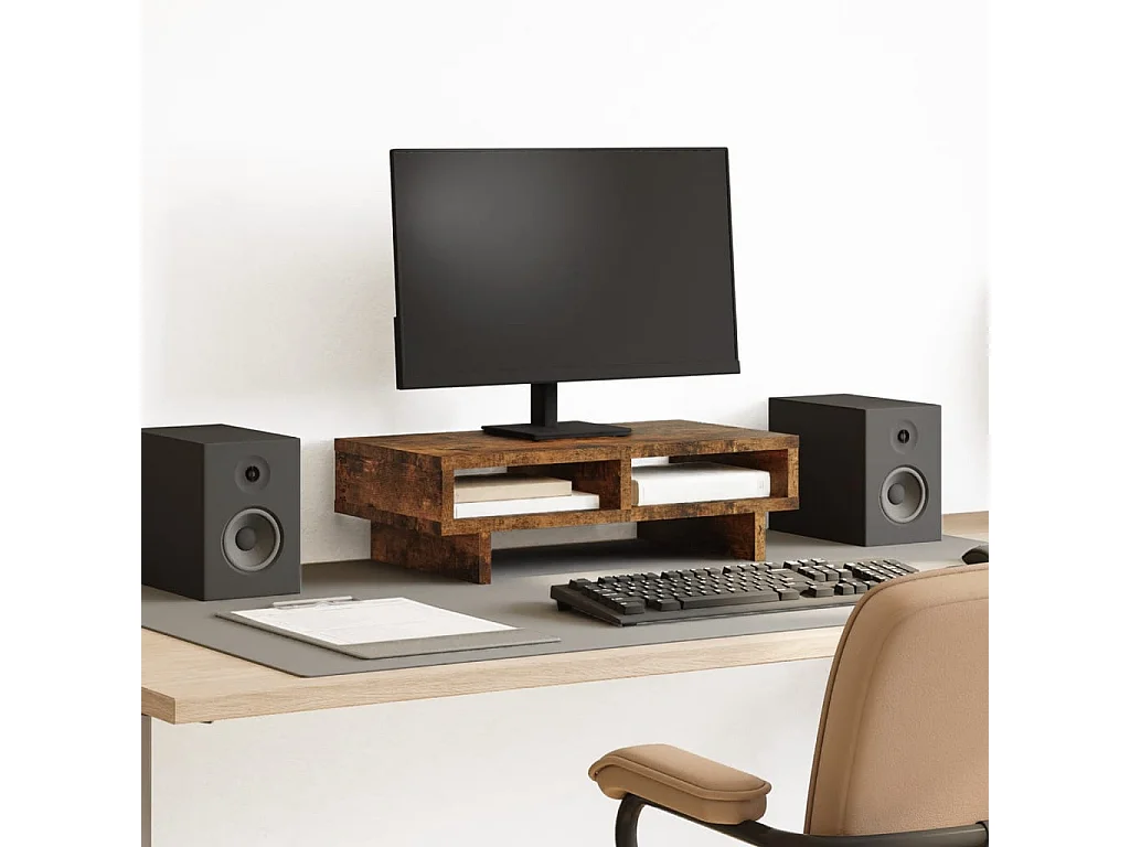 Monitorständer aus geräucherter Eiche, 50 x 27 x 15 cm, Holzwerkstoff