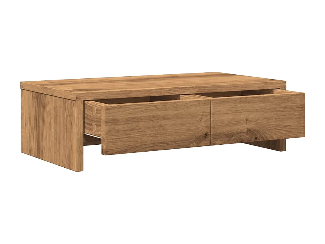 Support de moniteur et tiroirs chêne artisanal bois ingénierie