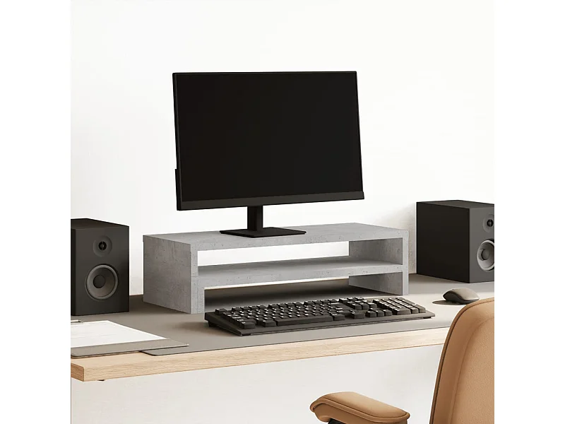 Supporto per monitor grigio cemento 54x22x15 cm in derivati del legno