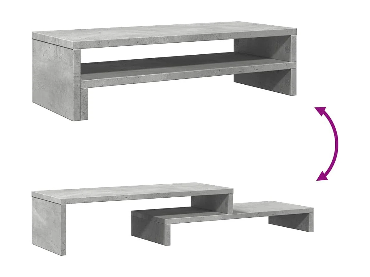 Support de moniteur gris béton 54x22x15 cm bois d'ingénierie