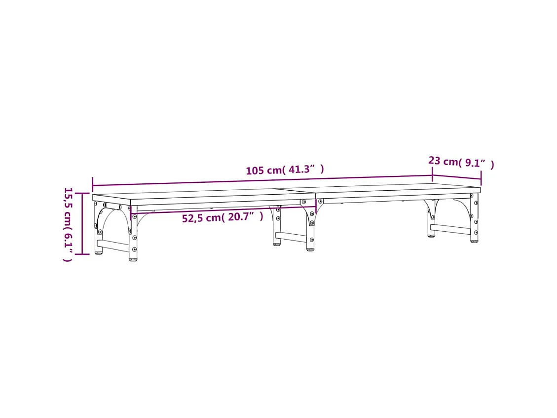 Support de moniteur noir 105x23x15,5 cm bois d'ingénierie