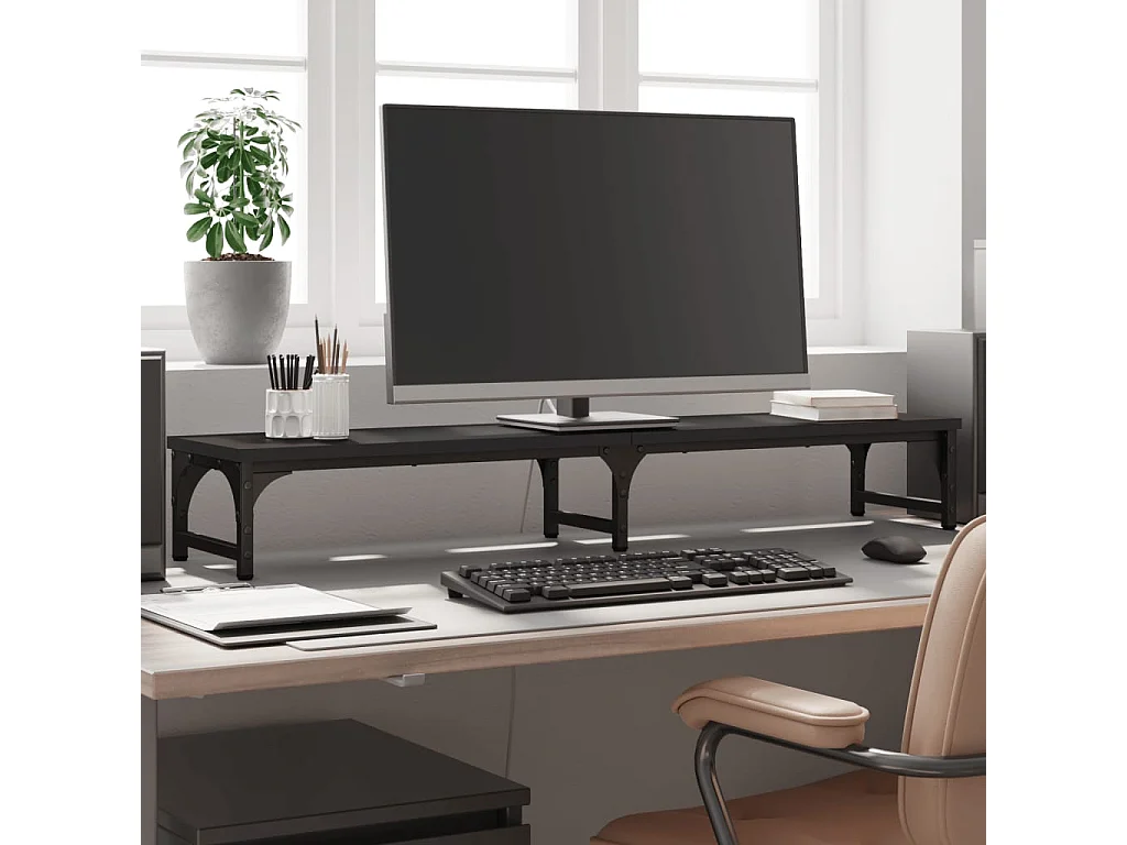 Support de moniteur noir 105x23x15,5 cm bois d'ingénierie