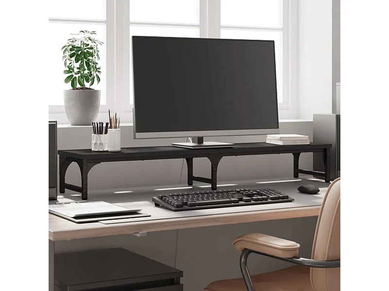 Support de moniteur noir 105x23x15,5 cm bois d'ingénierie