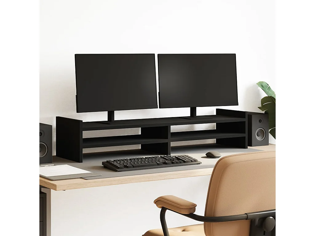 Schwarzer Monitorständer 100x27x20 cm aus Holzwerkstoff