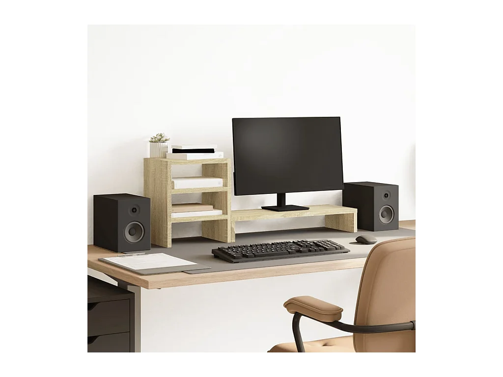 Supporto per monitor e organizer da scrivania in legno ingegnerizzato