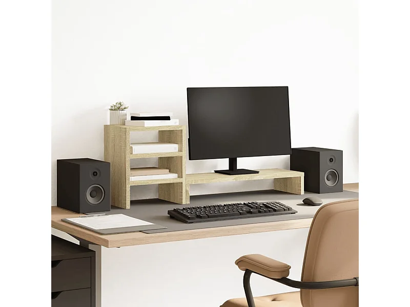 Soporte para monitor y organizador de escritorio de madera diseñada